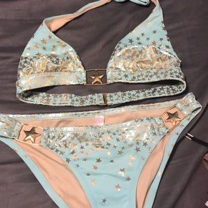 Sea foam Green and Gold Star Bikini